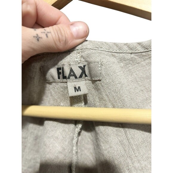 Flax Khaki Womens Size Medium Tunic Top Sleeveless Linen Earth Natural Vneck - Picture 7 of 7